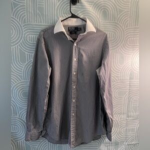 Polo Ralph Lauren Regent Classic Fit Striped Dress Shirt 16/L Black White